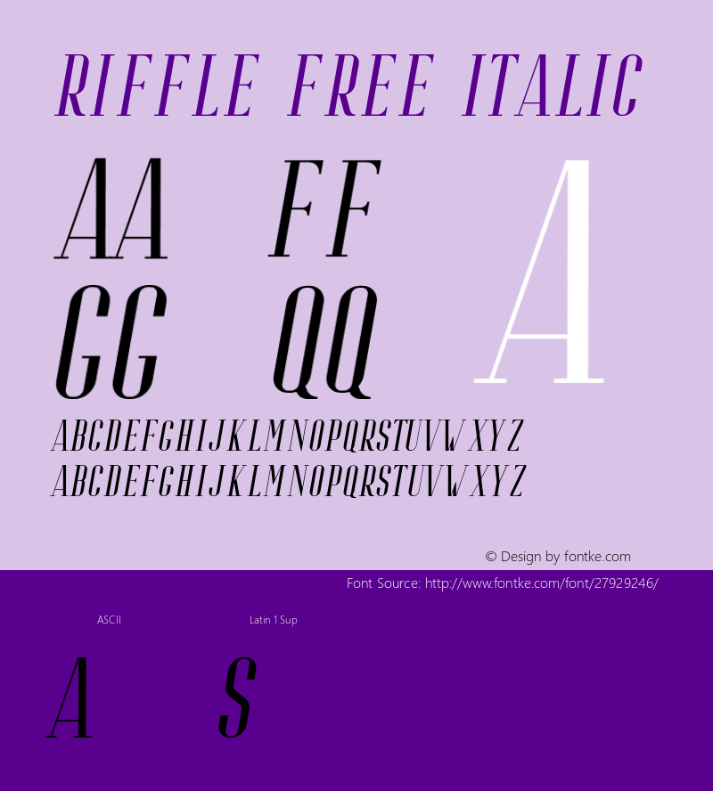 RiffleFree-Italic Version Font Sample