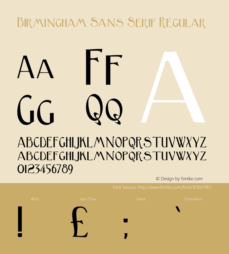 Birmingham Sans Serif Regular OTF 1.000;PS 001.000;Core 1.0.29 Font Sample