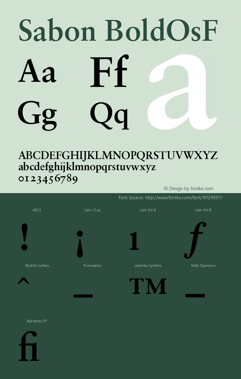 Sabon Bold Oldstyle Figures Version 001.001 Font Sample