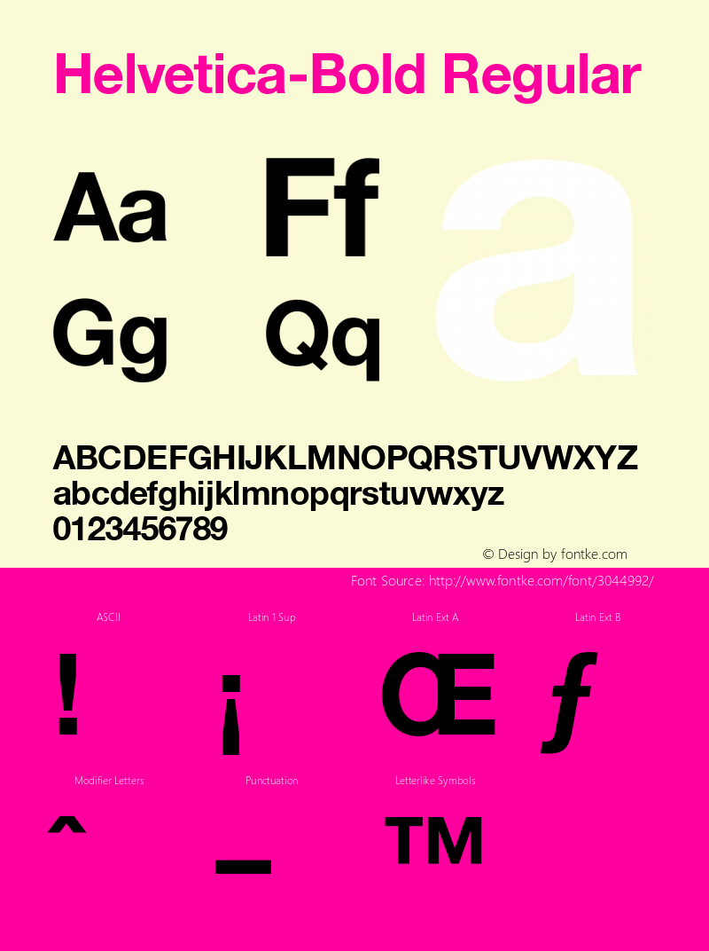 Helvetica-Bold Regular 0.0 Font Sample