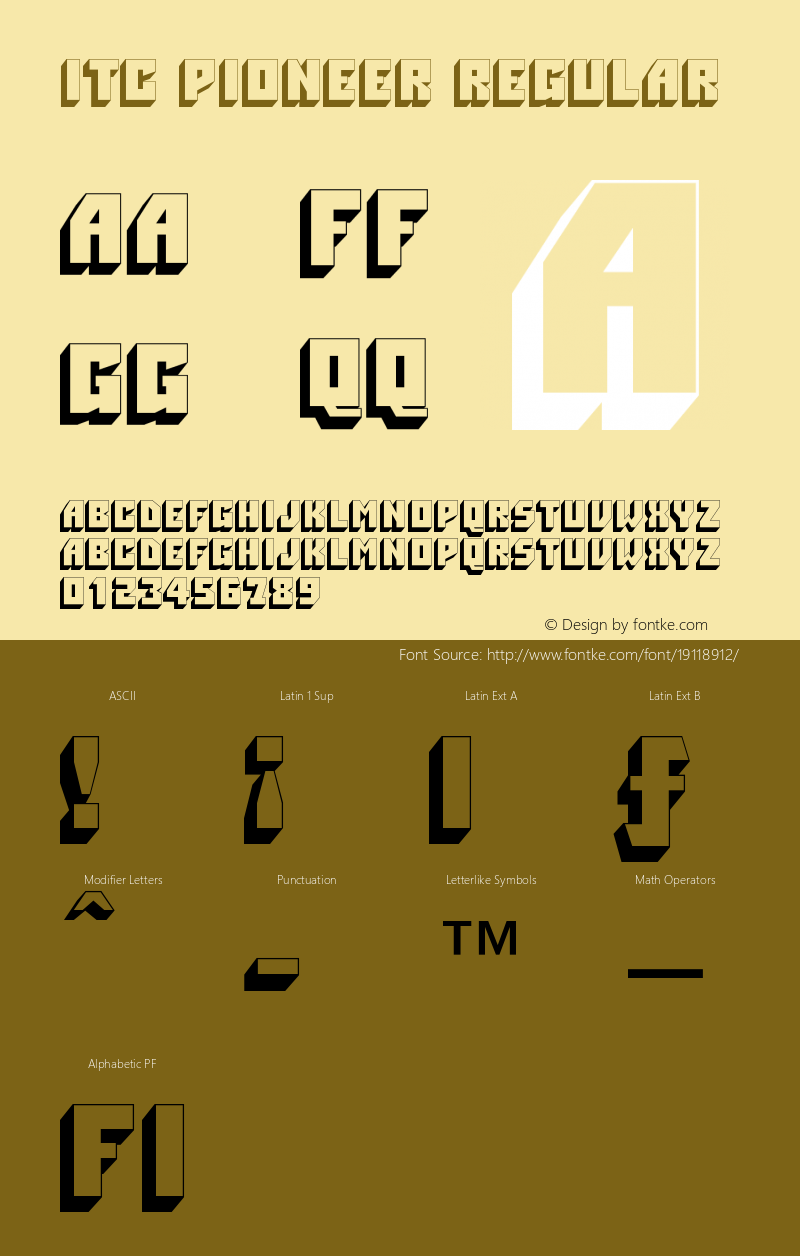 ITC Pioneer Version 003.001 Font Sample