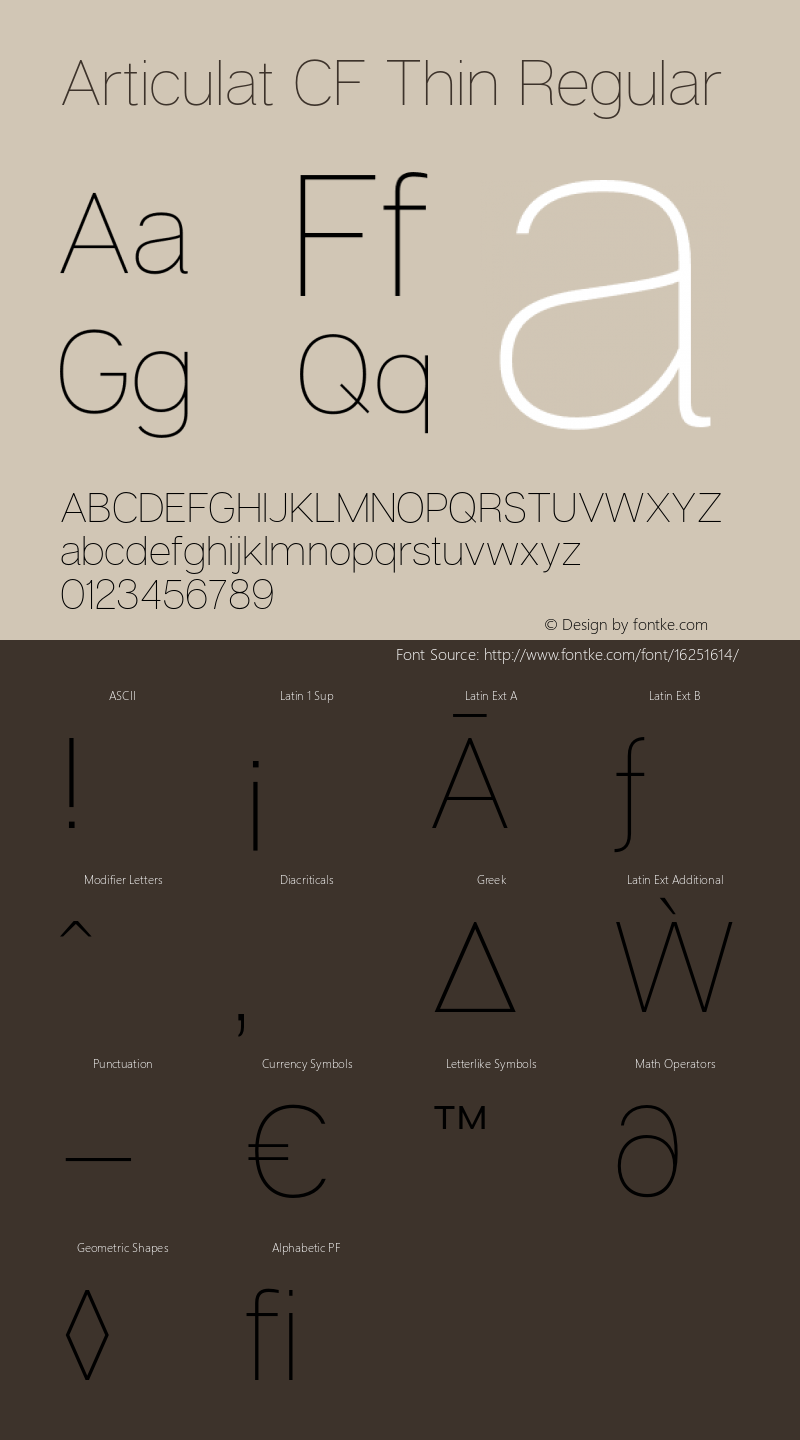 Articulat CF Thin Regular Version 1.600;PS 001.600;hotconv 1.0.88;makeotf.lib2.5.64775 Font Sample