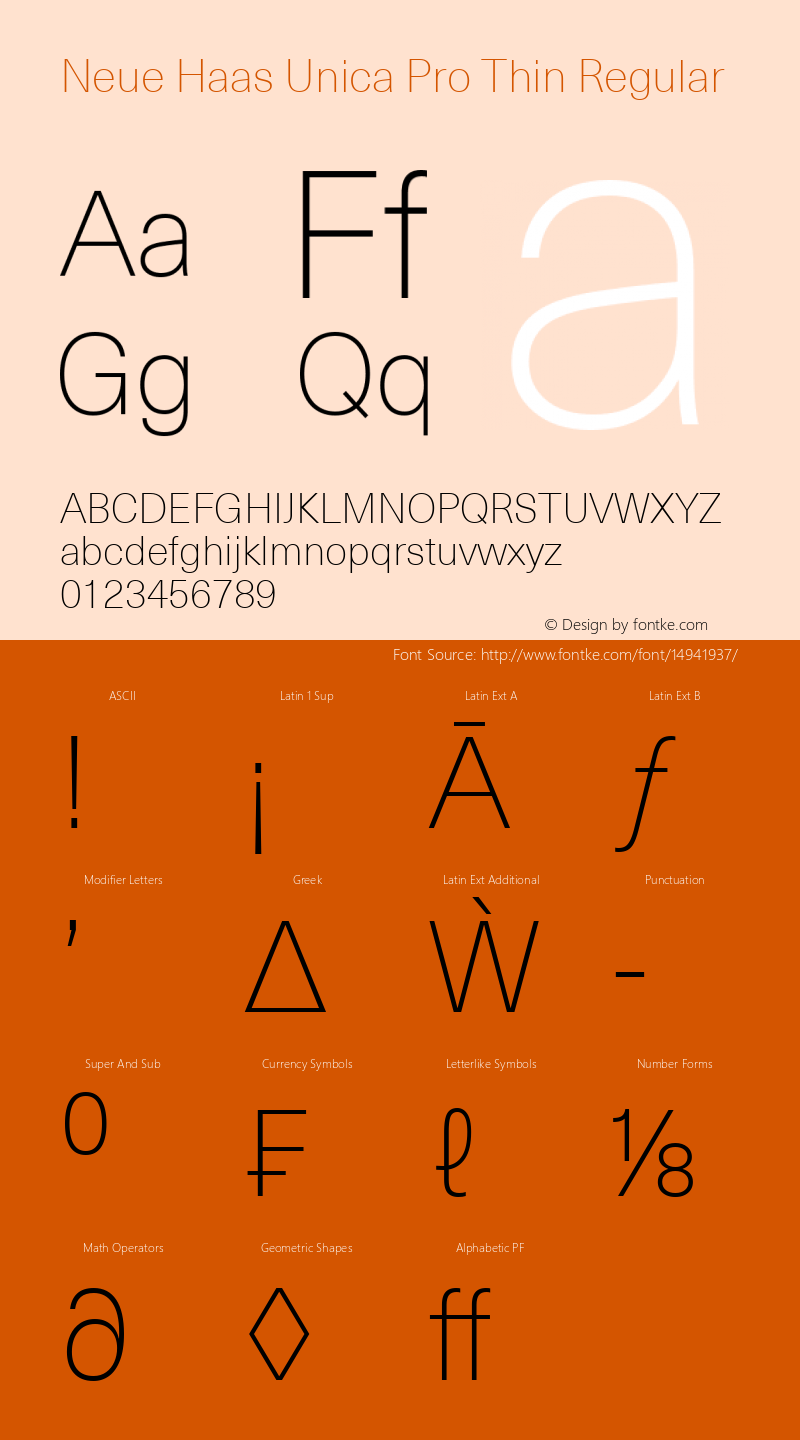 Neue Haas Unica Pro Thin Regular Version 1.00 Font Sample