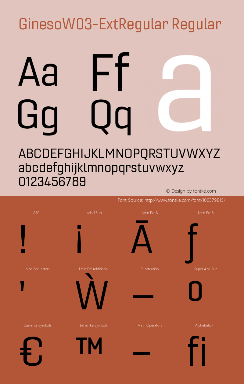 Gineso W03 Ext Regular Version 1.001 Font Sample