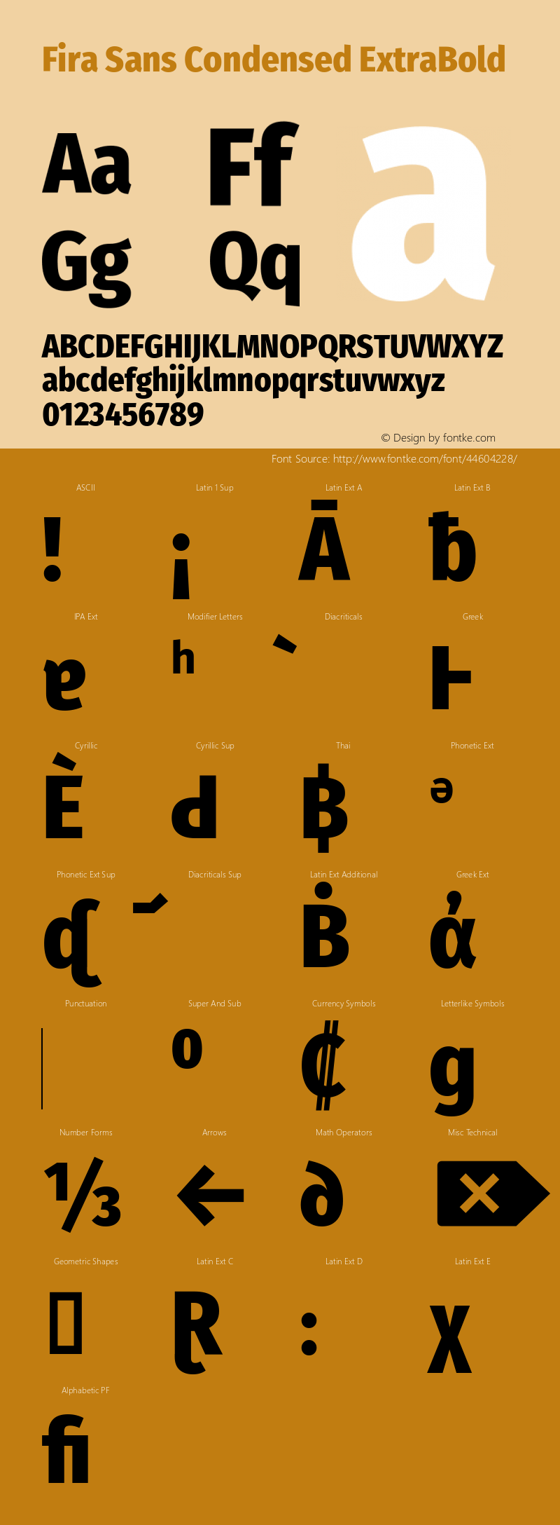 Fira Sans Condensed ExtraBold Version 4.203 Font Sample