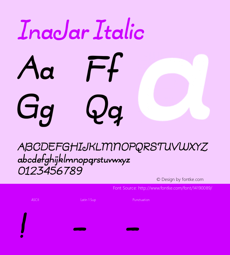 InaJar Italic Version 1.000 Font Sample