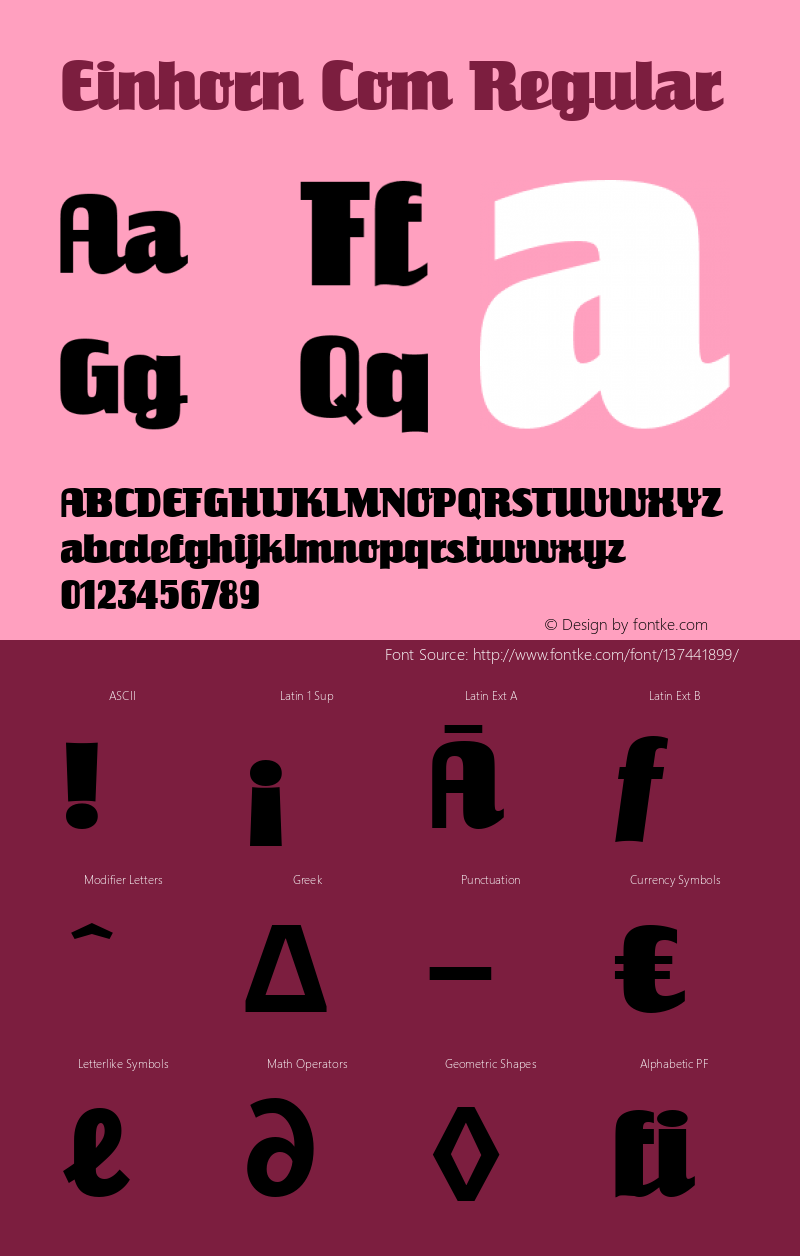 Einhorn Com Version 1.01 Font Sample