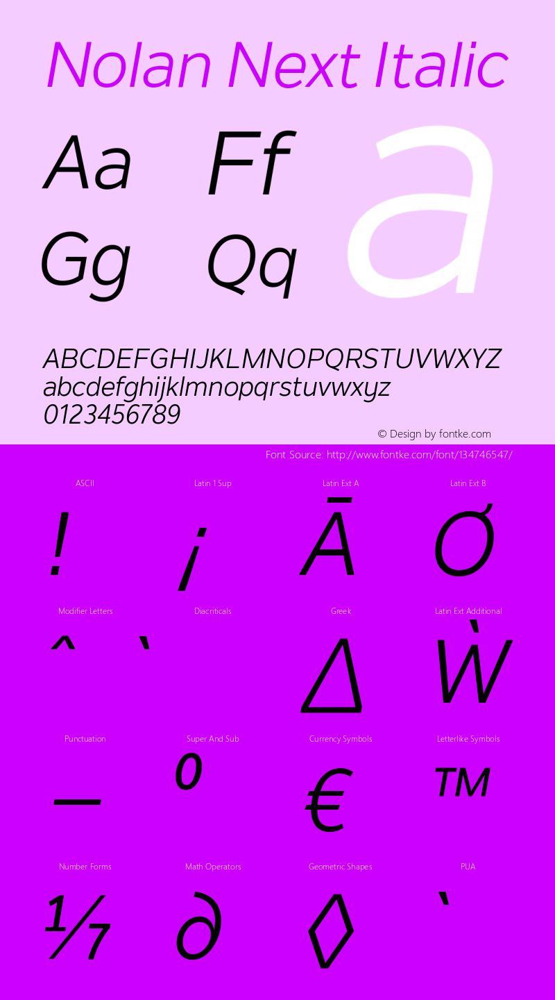 Nolan Next Italic Version 1.00 March 2, 2016, initial release Font Sample