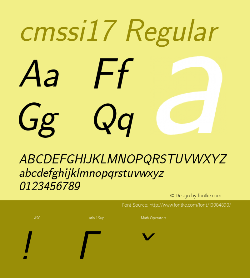 cmssi17 Regular 1.1/12-Nov-94 Font Sample