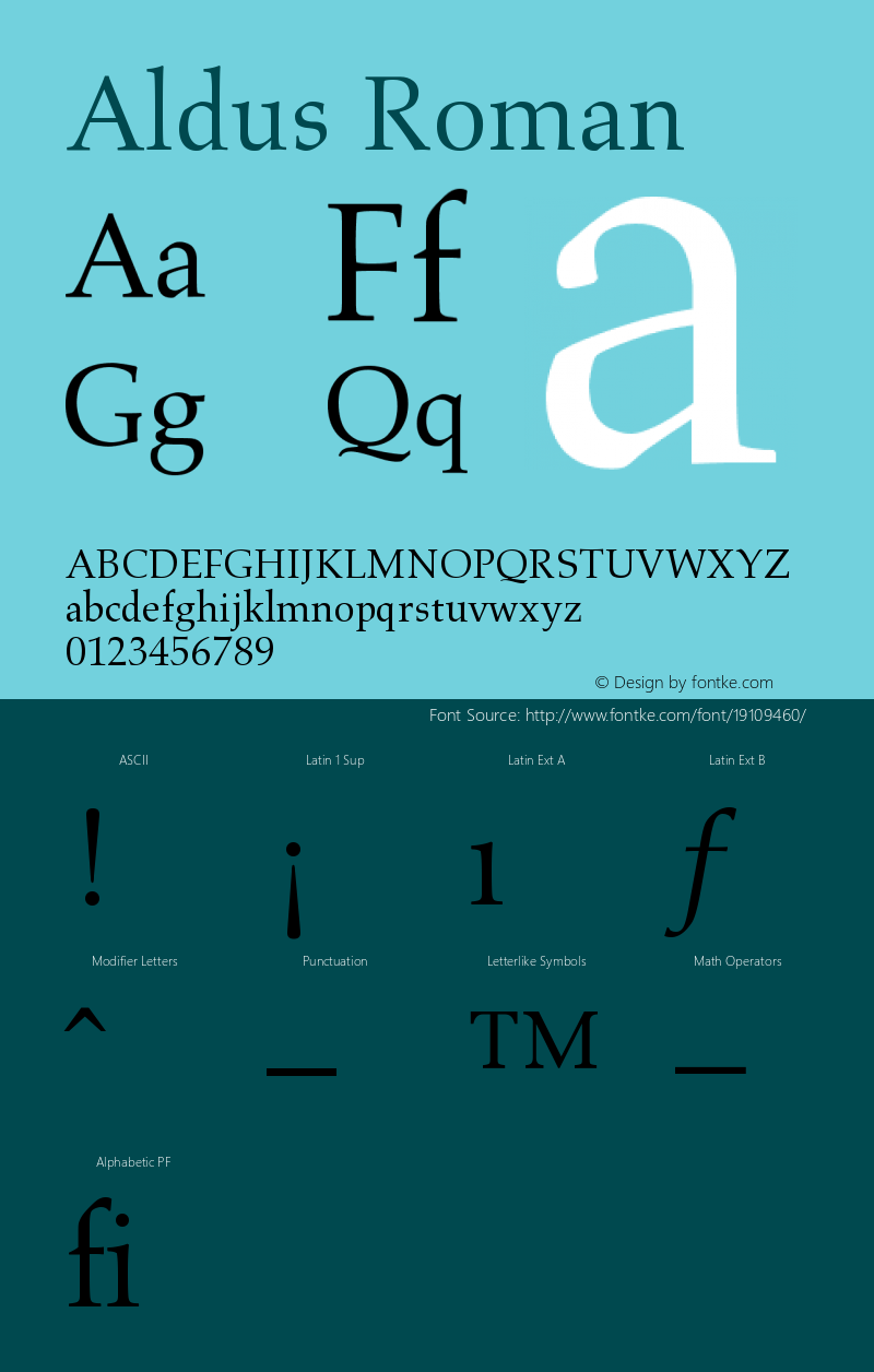 Aldus Roman Version 001.000 Font Sample