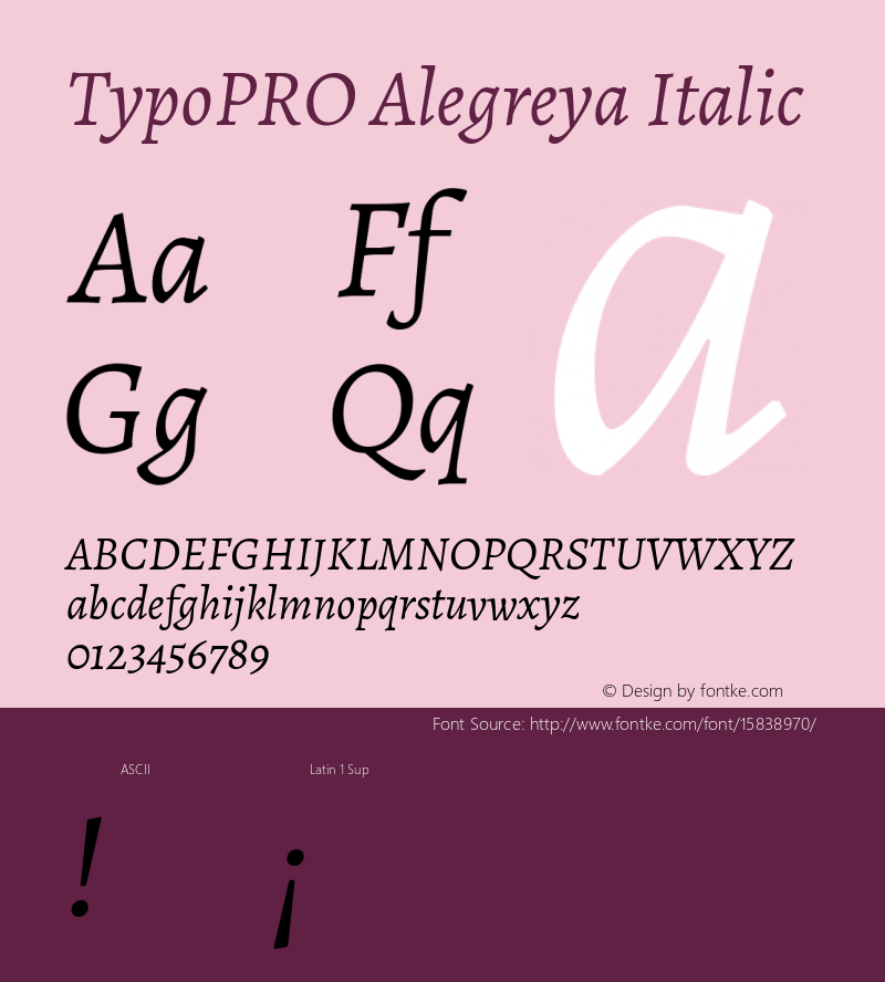 TypoPRO Alegreya Italic Version 1.003 Font Sample
