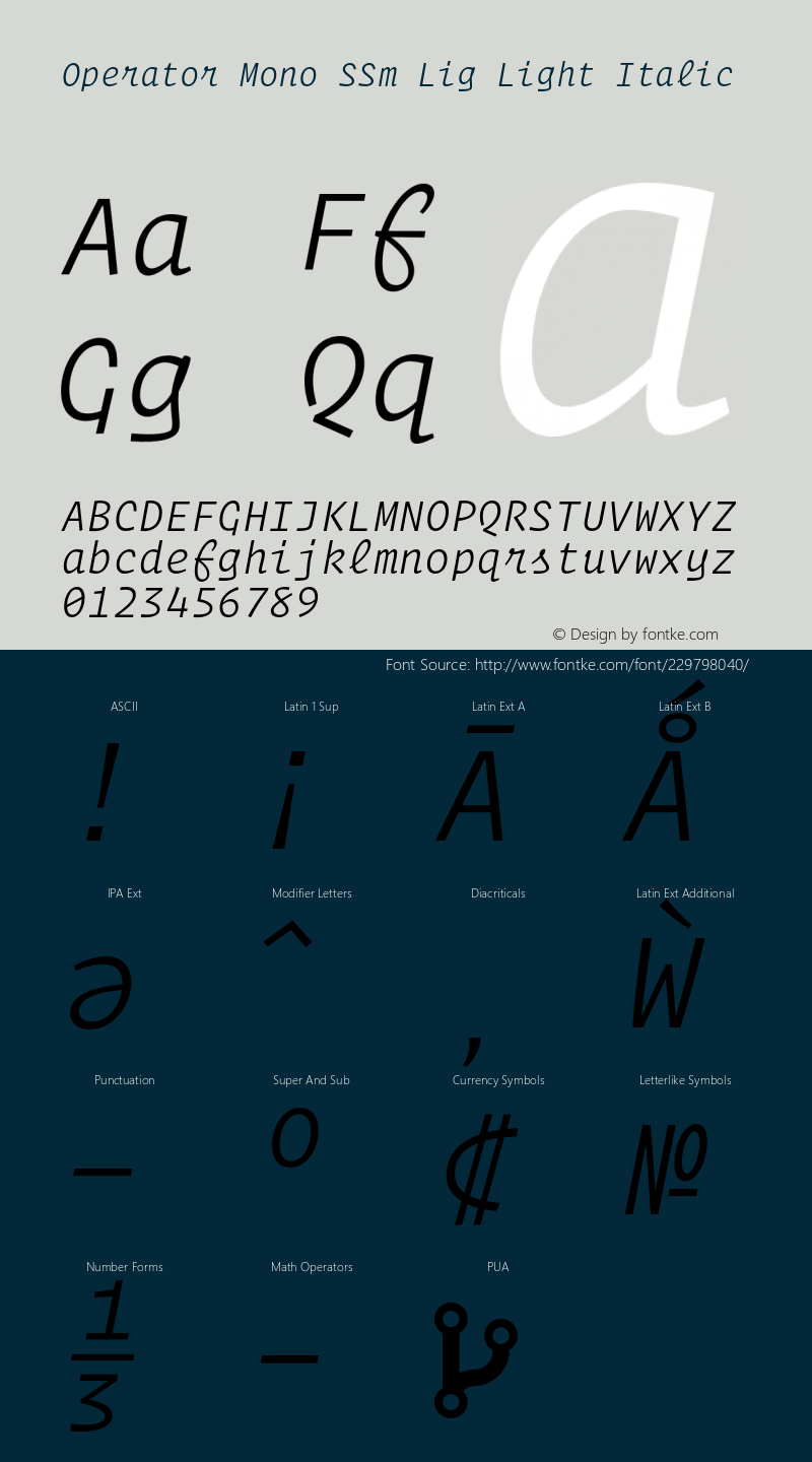 Operator Mono SSm Lig Light Italic Version 1.200图片样张