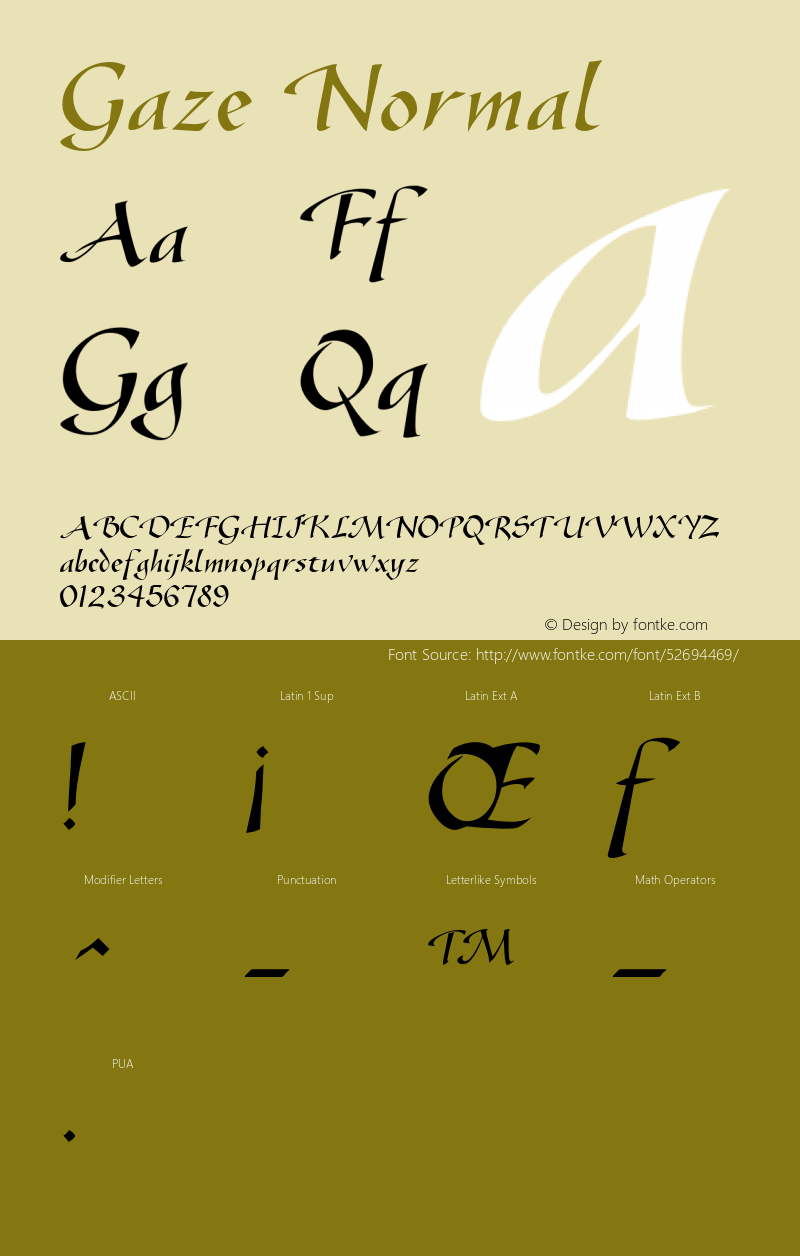 GazeNormal Altsys Fontographer 4.1 1/4/95 {DfLp-URBC-66E7-7FBL-FXFA} Font Sample