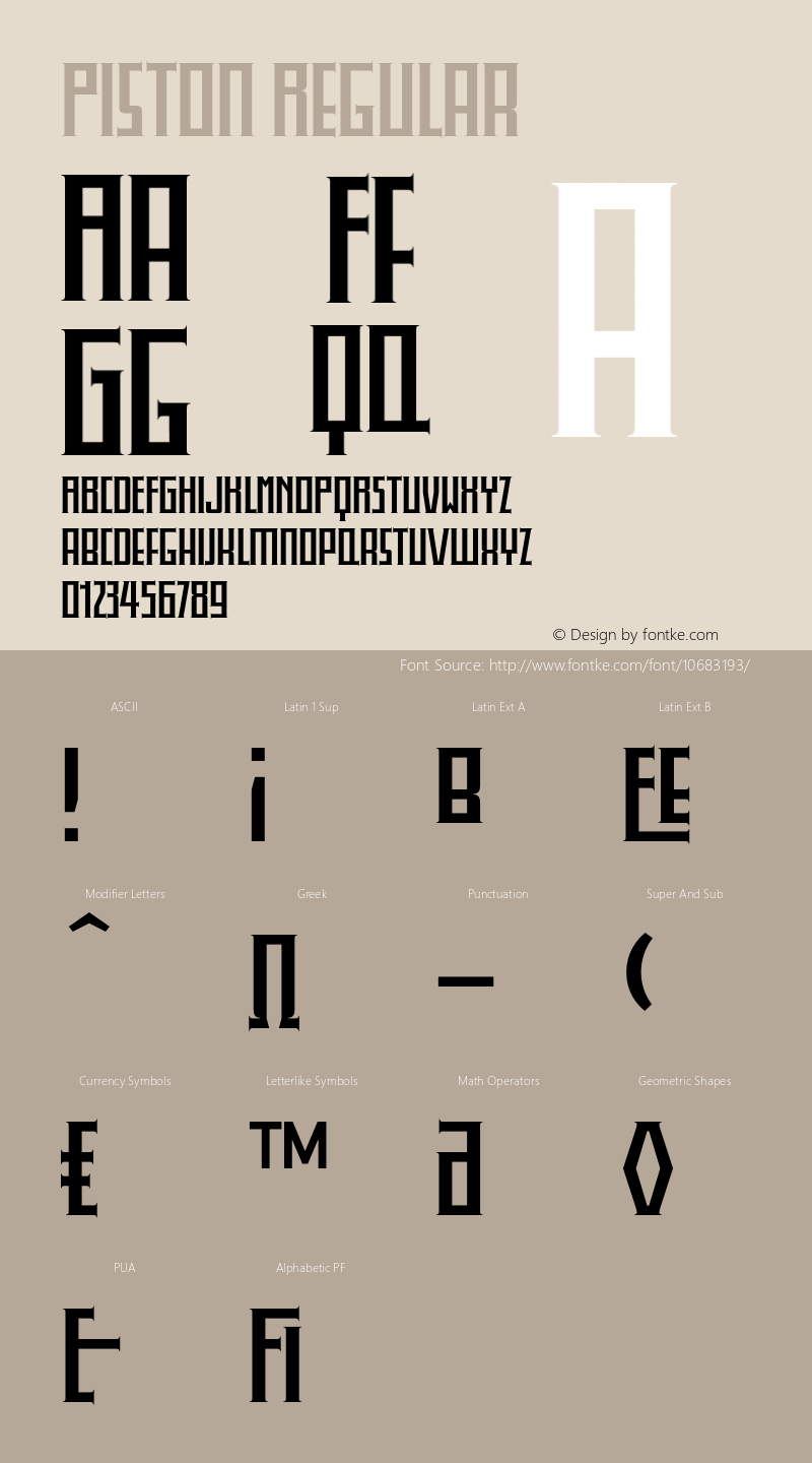 Piston Regular Version 1.000 2015 initial release Font Sample