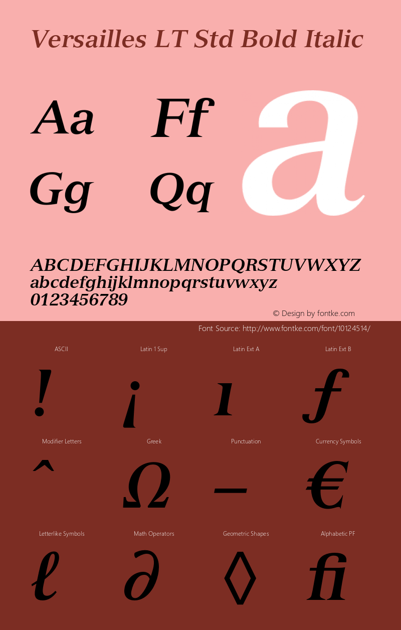 Versailles LT Std Bold Italic OTF 1.029;PS 001.003;Core 1.0.33;makeotf.lib1.4.1585 Font Sample