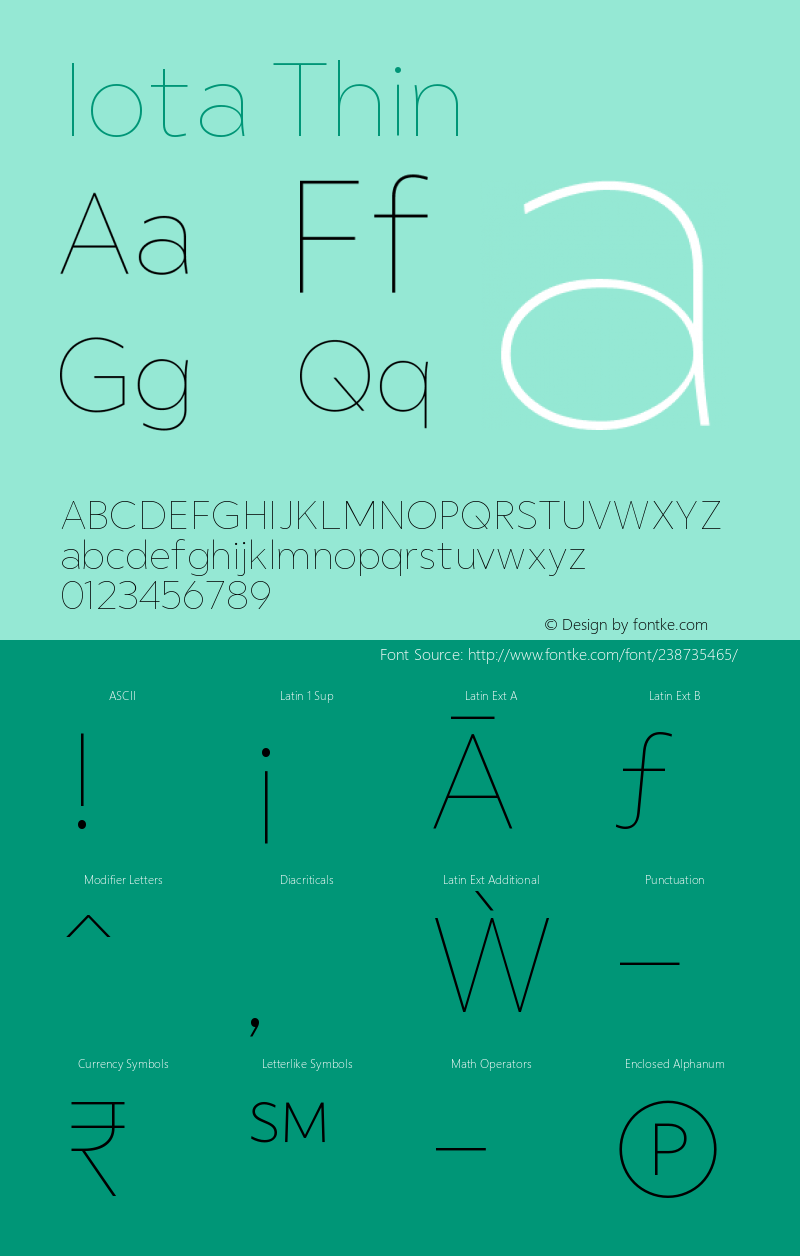 Iota-Thin Version 1.000;hotconv 1.0.117;makeotfexe 2.5.65602; ttfautohint (v1.8.4)图片样张