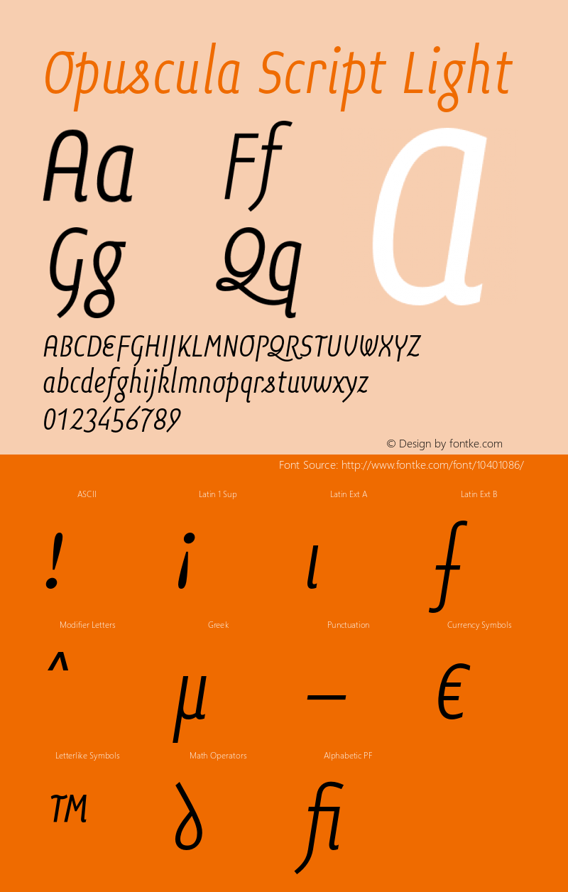 Opuscula Script Light 1.40 Font Sample