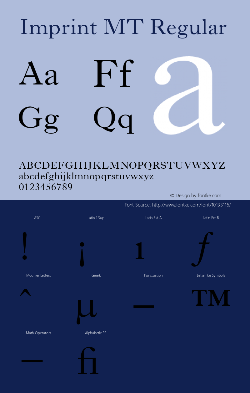 Imprint MT Regular 001.003 Font Sample