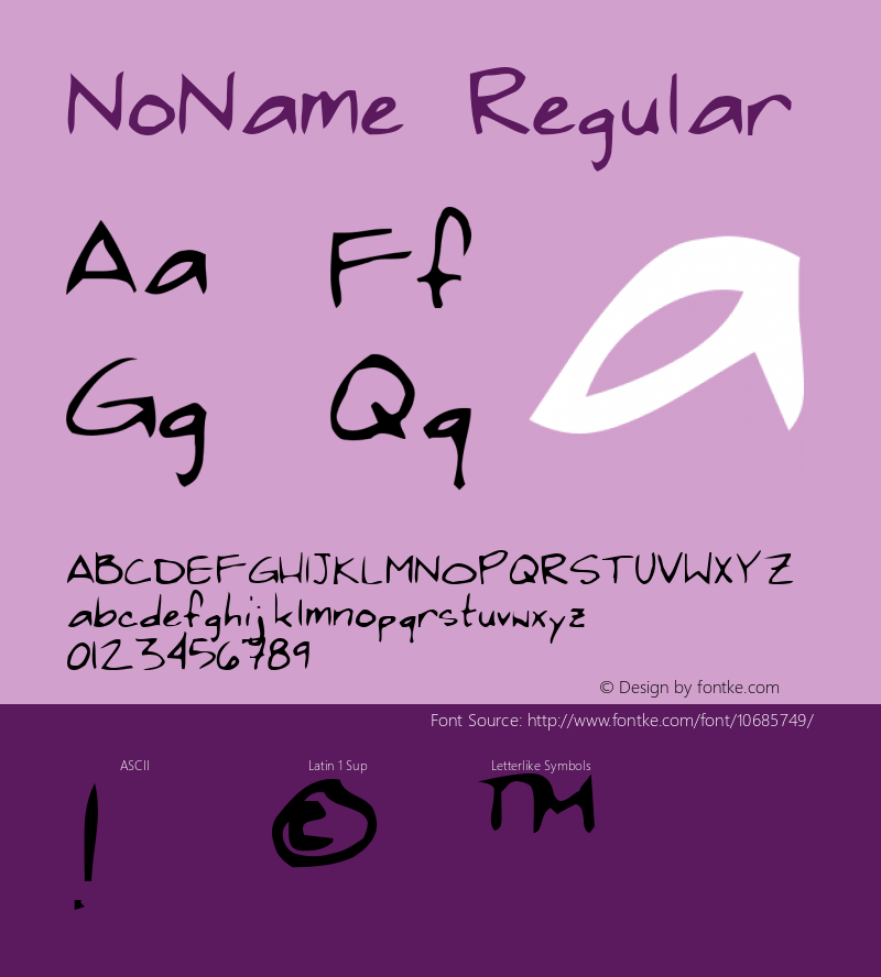 NoName Regular Altsys Metamorphosis:5/3/93 Font Sample