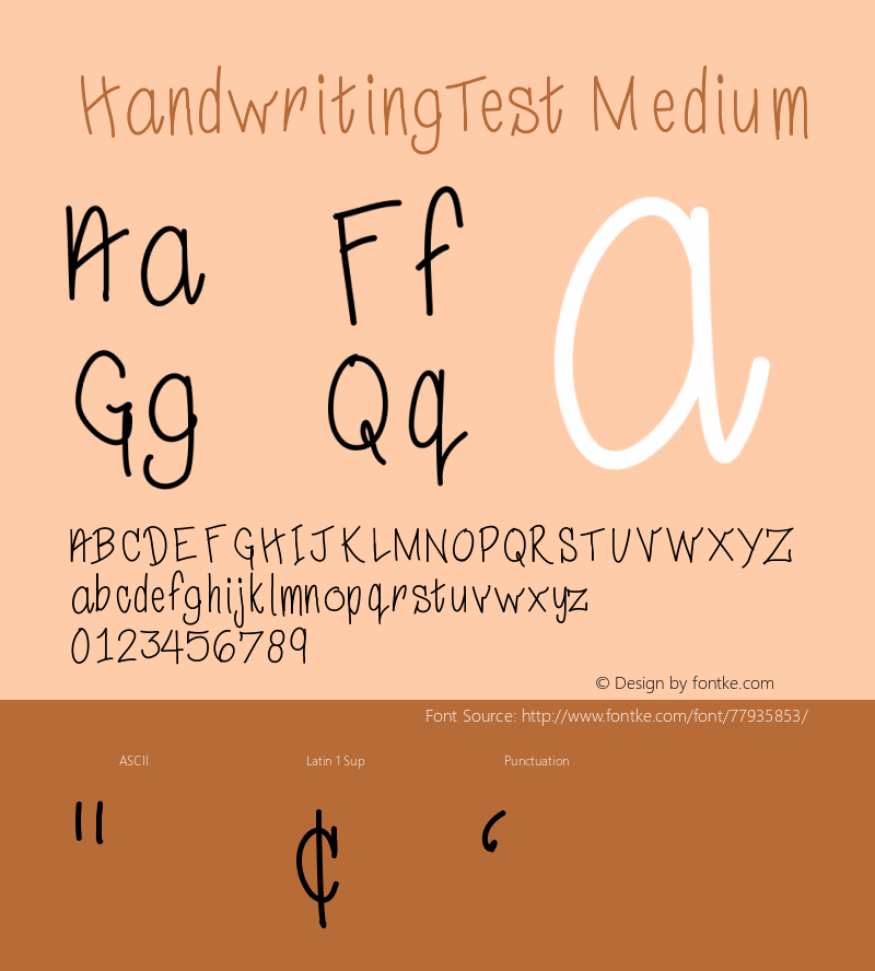 HandwritingTest Version 001.000 Font Sample