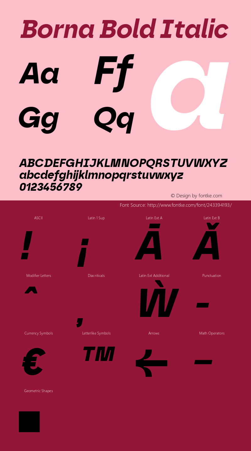 Borna Bold Italic Version 1.000 | web-ttf图片样张