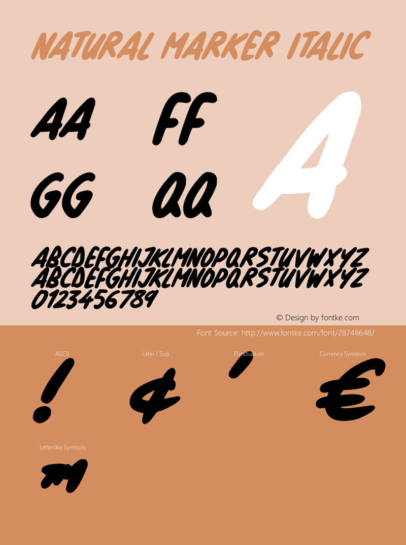 Natural Marker Italic Version 1.00 March 14, 2019, initial release Font Sample