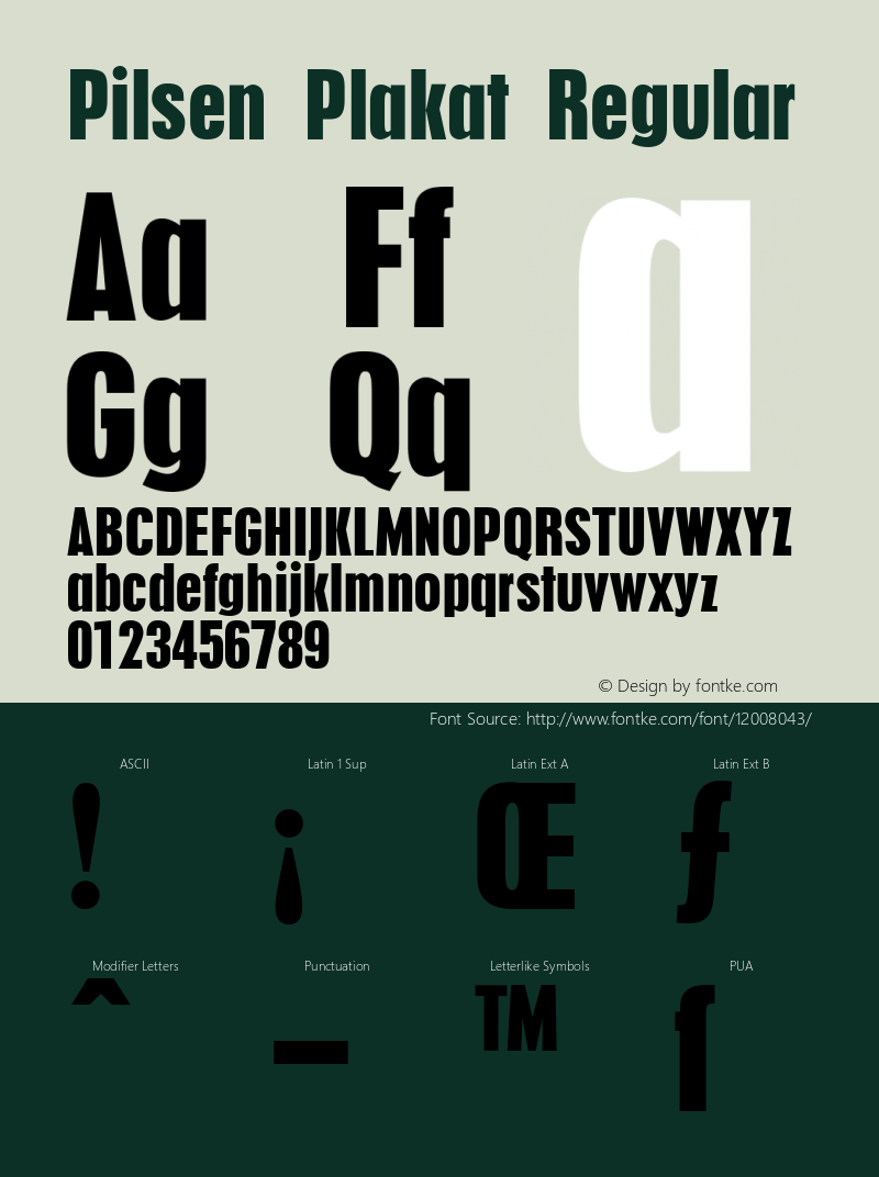 Pilsen Plakat Regular 1.0 Font Sample