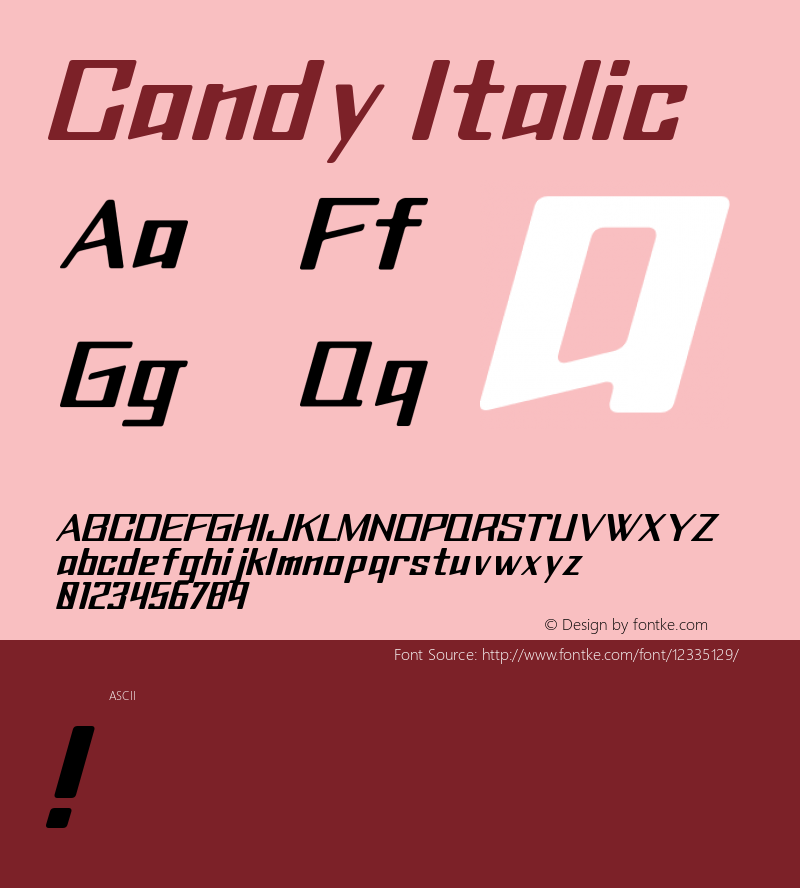 Candy Italic Version 001.000 Font Sample