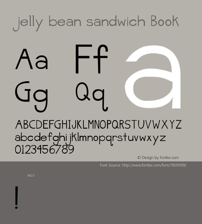 jelly bean sandwich Book Version 1.000 Font Sample