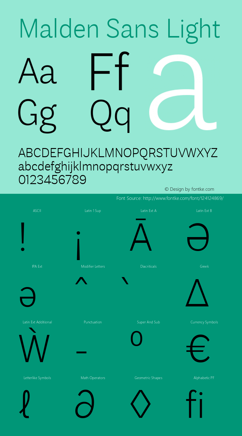 Malden Sans Light Version 1.00, build 14, s3 Font Sample