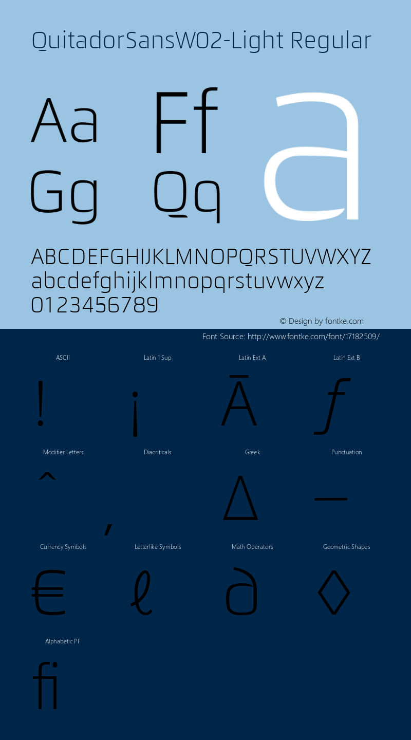 QuitadorSansW02-Light Regular Version 1.00 Font Sample