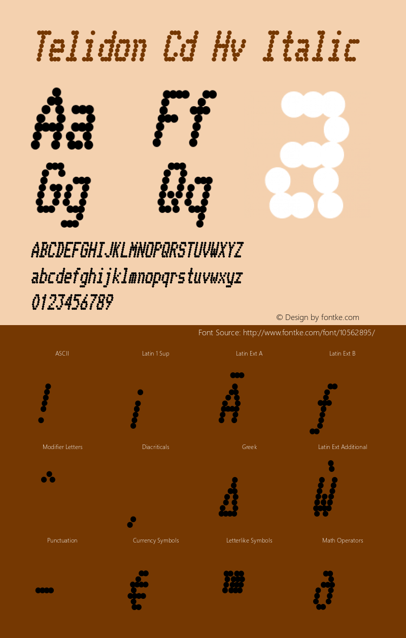 Telidon Cd Hv Italic Version 3.000 Font Sample