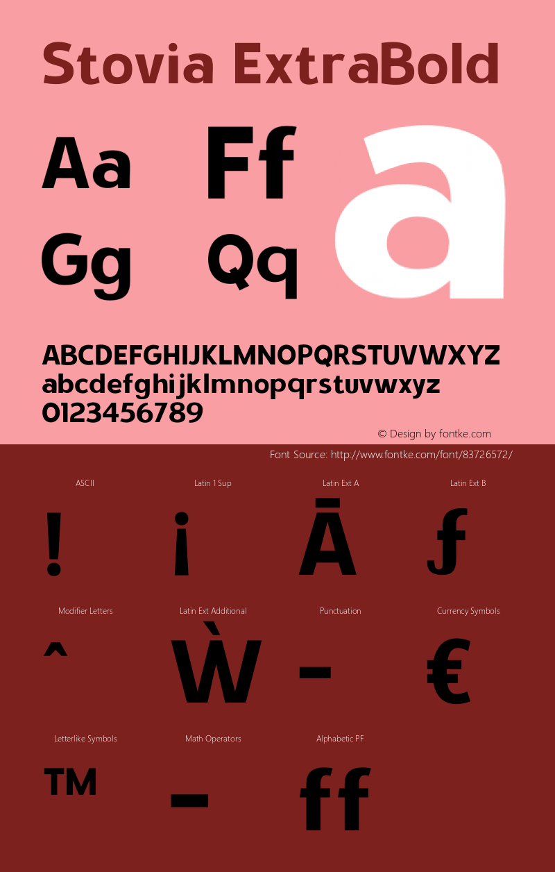 Stovia-ExtraBold Version 1.000 Font Sample