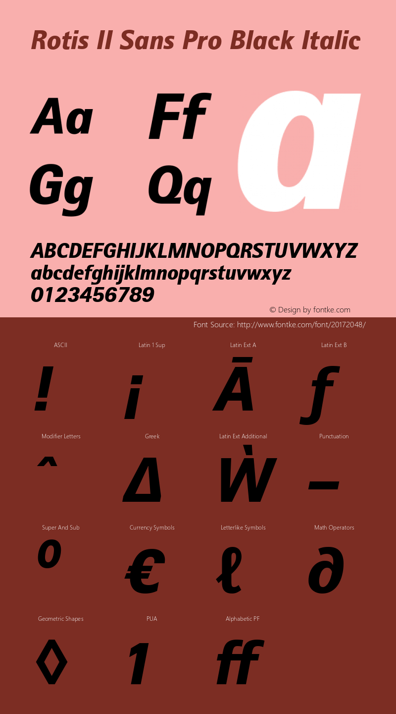 Rotis II Sans Pro Black Italic Version 1.000 Font Sample
