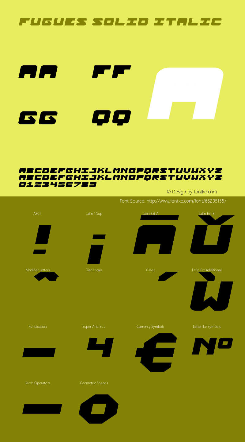 Fugues-SolidItalic Version 1.000 Font Sample