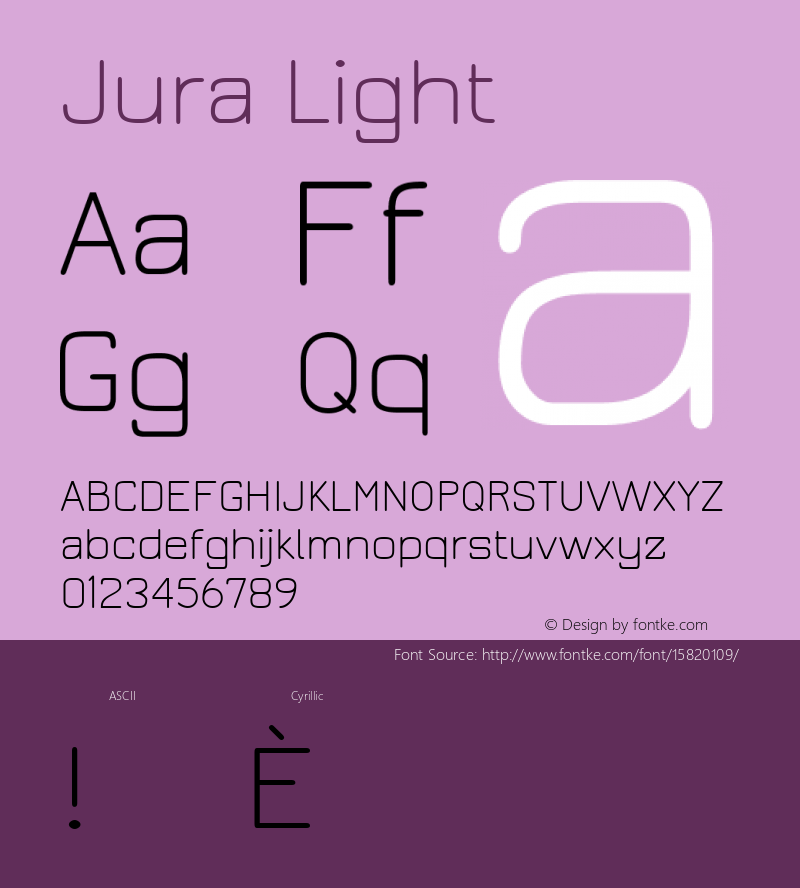 Jura Light Version 2.5 ; ttfautohint (v1.4.1) Font Sample
