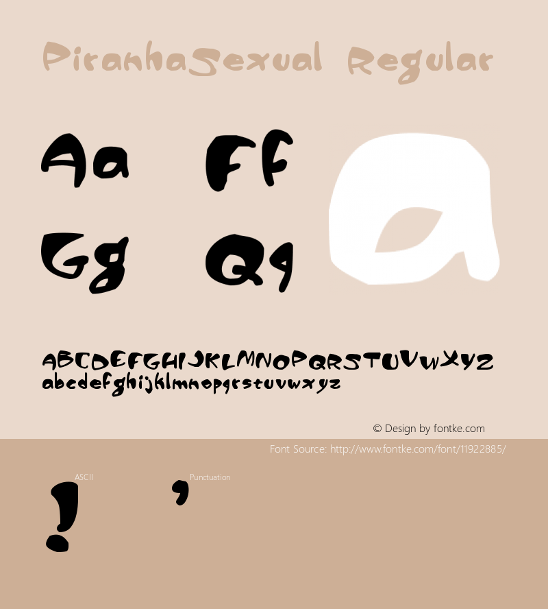 PiranhaSexual Regular Version 1.0 Font Sample