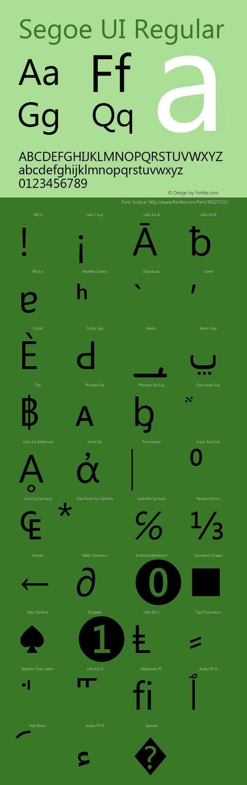 Segoe UI Regular Version 5.05 Font Sample