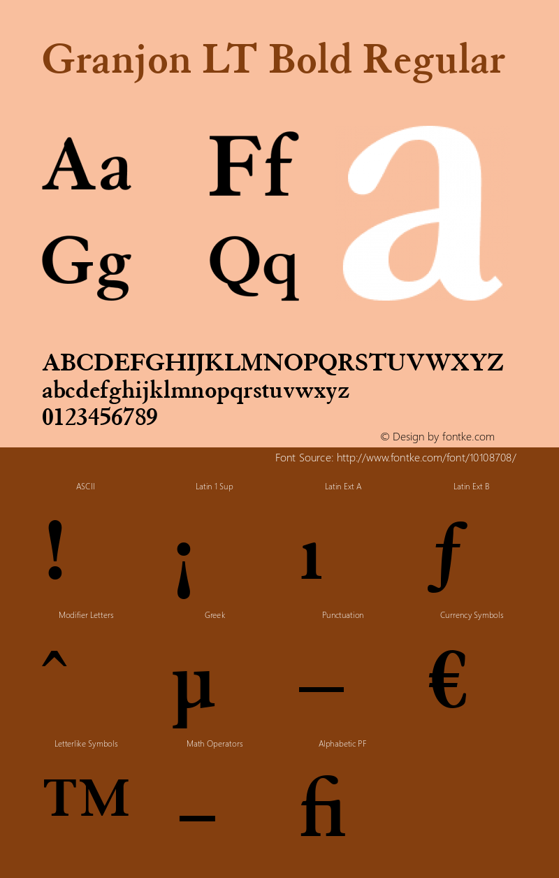 Granjon LT Bold Regular Version 6.1; 2002 Font Sample