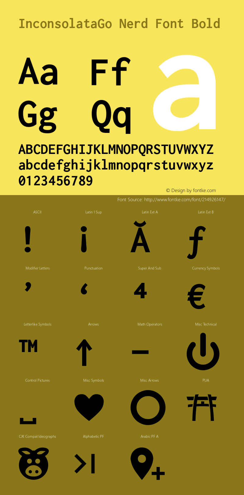 InconsolataGo Bold Nerd Font Complete Version 1.015; ttfautohint (v0.92) -l 8 -r 50 -G 200 -x 14 -w 