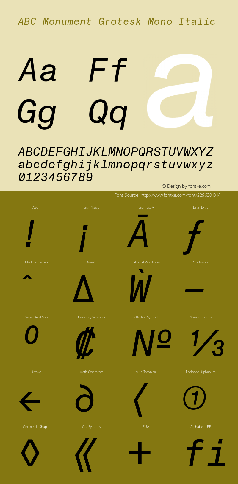ABC Monument Grotesk Mono Italic Version 2.001图片样张