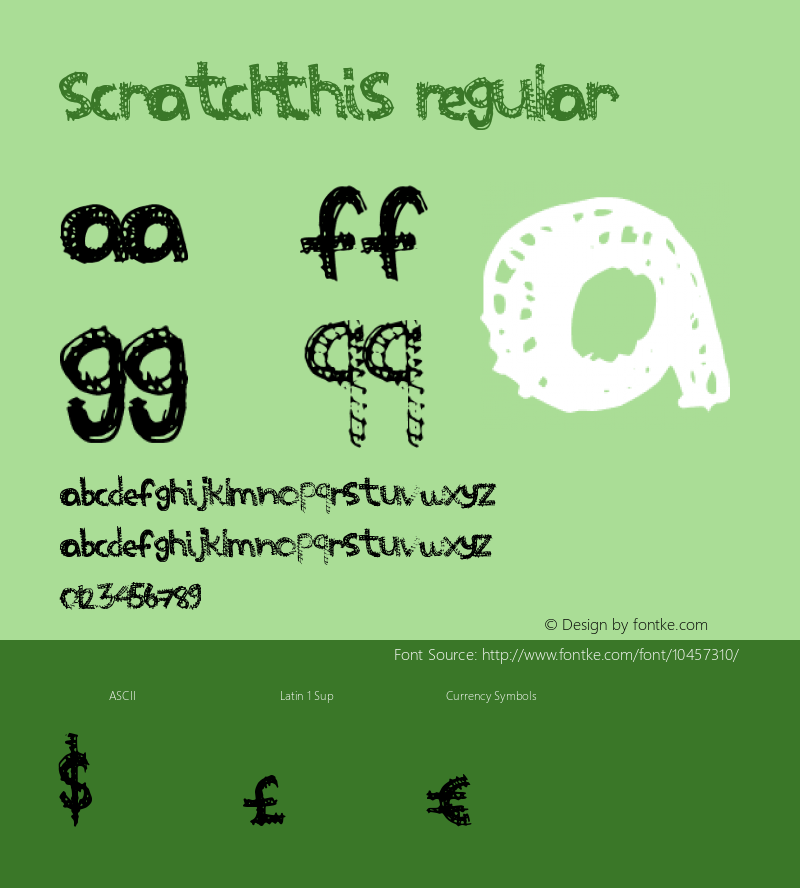 ScratchThis Regular Version 1.00 November 27, 2012, initial release Font Sample