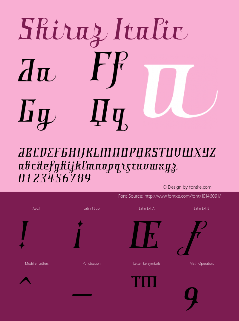 Shiraz Italic Version 001.000 Font Sample