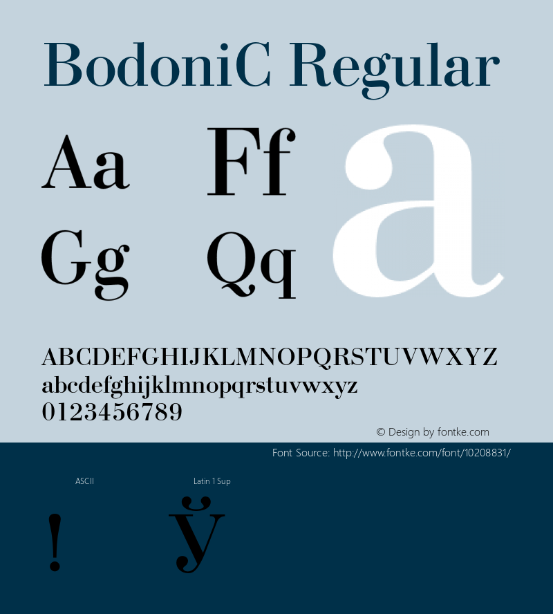 BodoniC Regular 001.000 Font Sample