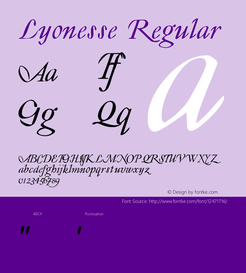 Lyonesse Regular Version 001.000 Font Sample