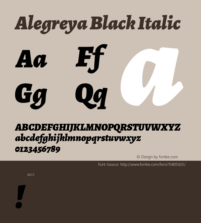 Alegreya Black Italic Version 1.003; ttfautohint (v1.4.1) Font Sample