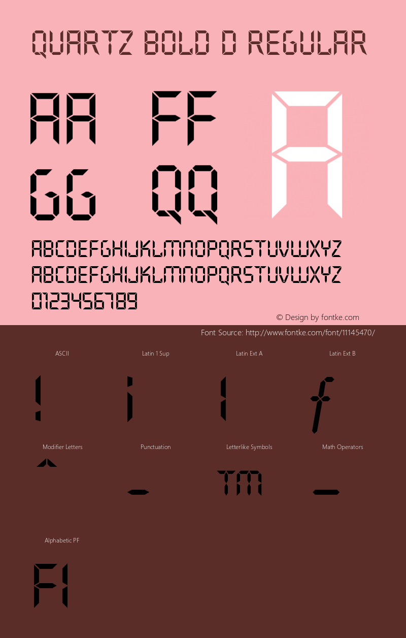 Quartz Bold D Regular Version 001.005 Font Sample