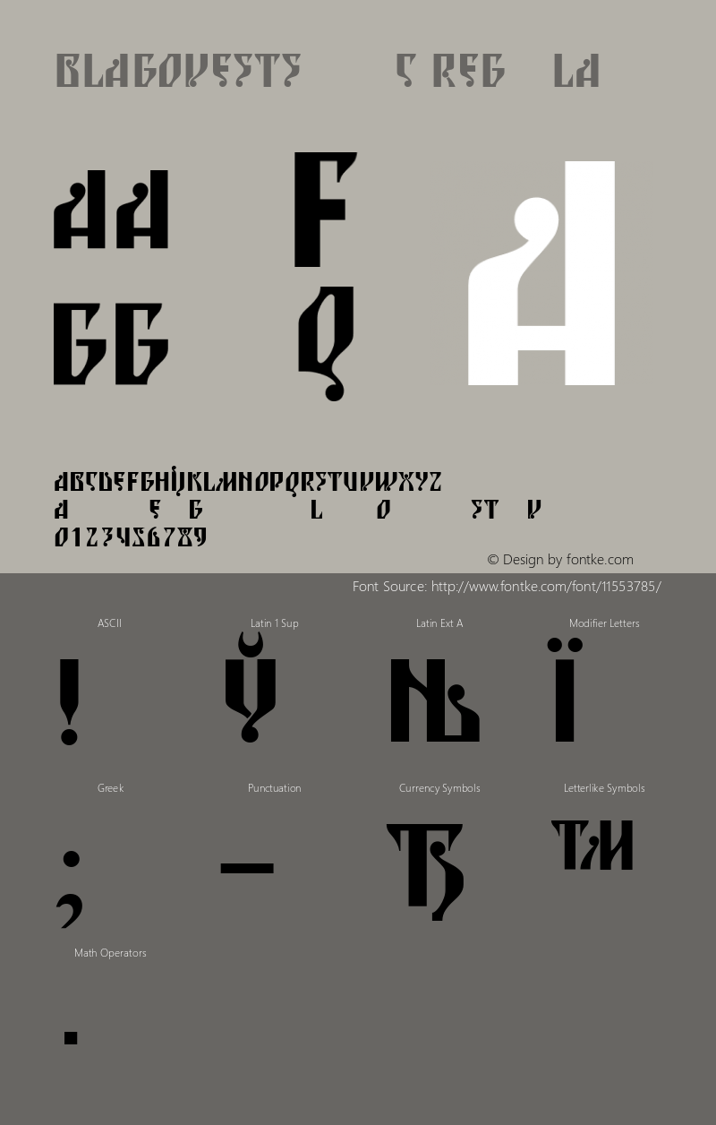 BlagovestSixC Regular Version 001.000 Font Sample