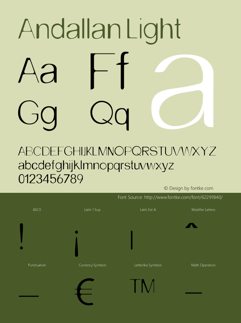 Andallan Light Version 1.025;Fontself Maker 3.5.1 Font Sample