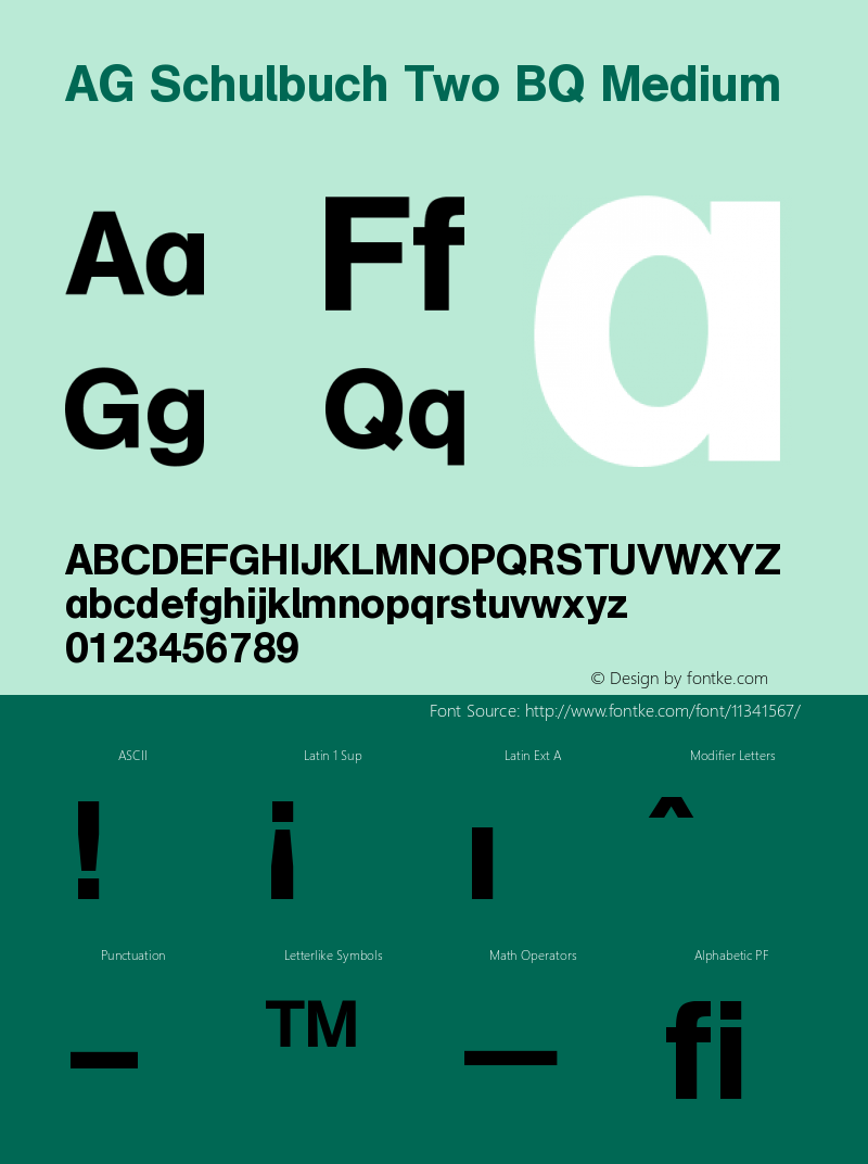 AG Schulbuch Two BQ Medium Version 001.000 Font Sample